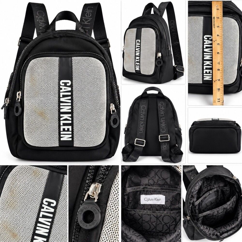 Calvin Klein Athleisure Black Backpack with a White Mesh Front Pocket - VG